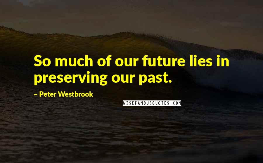 Peter Westbrook Quotes: So much of our future lies in preserving our past.