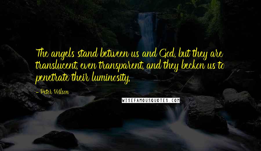 Peter Wilson Quotes: The angels stand between us and God, but they are translucent, even transparent, and they beckon us to penetrate their luminosity.