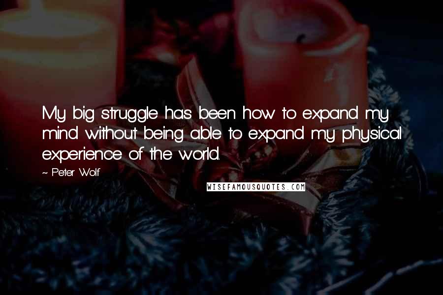 Peter Wolf Quotes: My big struggle has been how to expand my mind without being able to expand my physical experience of the world.