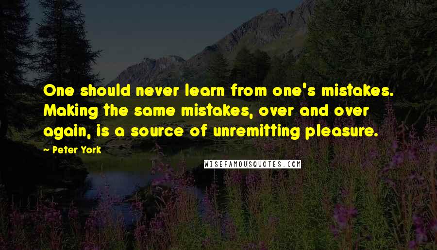 Peter York Quotes: One should never learn from one's mistakes. Making the same mistakes, over and over again, is a source of unremitting pleasure.