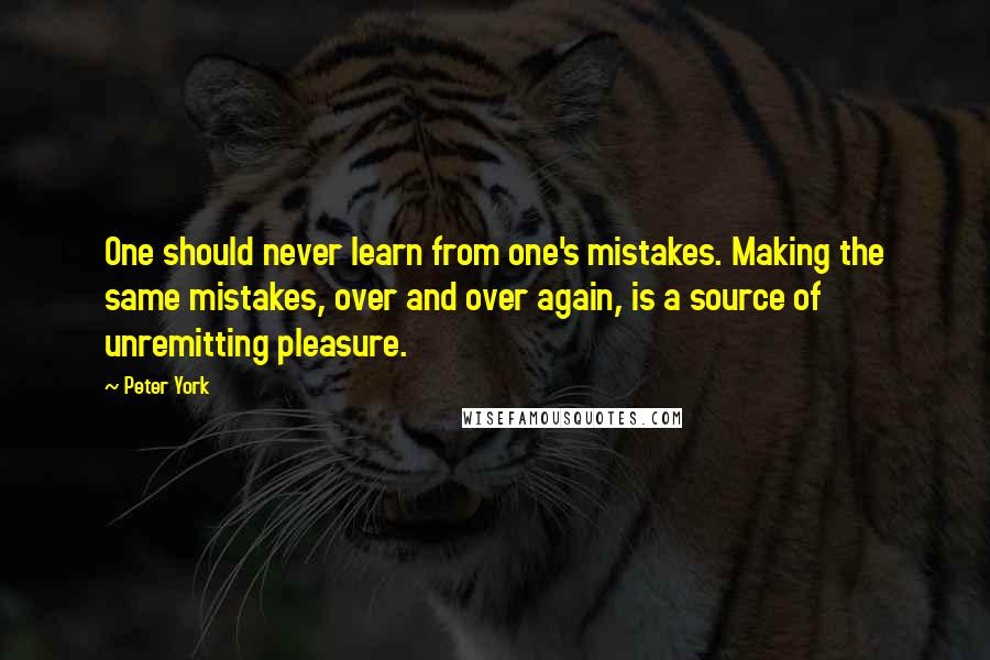 Peter York Quotes: One should never learn from one's mistakes. Making the same mistakes, over and over again, is a source of unremitting pleasure.