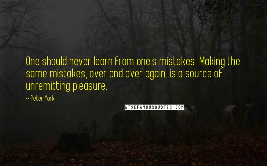 Peter York Quotes: One should never learn from one's mistakes. Making the same mistakes, over and over again, is a source of unremitting pleasure.