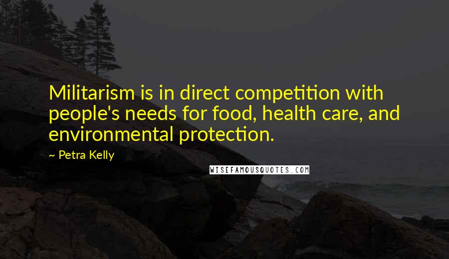 Petra Kelly Quotes: Militarism is in direct competition with people's needs for food, health care, and environmental protection.