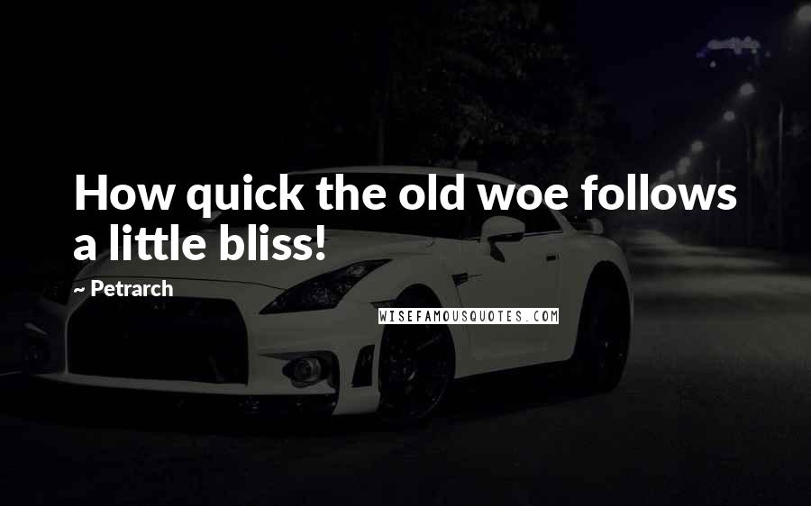 Petrarch Quotes: How quick the old woe follows a little bliss!