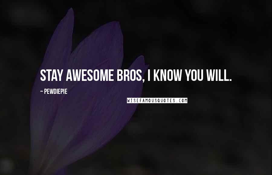 PewDiePie Quotes: Stay awesome bros, I know you will.