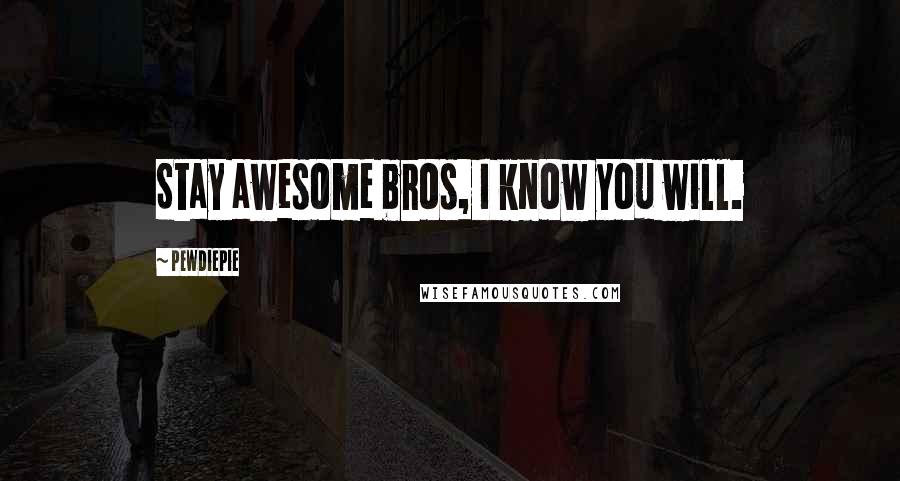 PewDiePie Quotes: Stay awesome bros, I know you will.