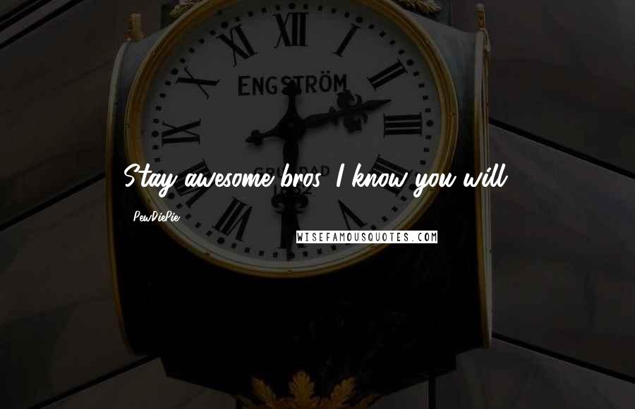 PewDiePie Quotes: Stay awesome bros, I know you will.
