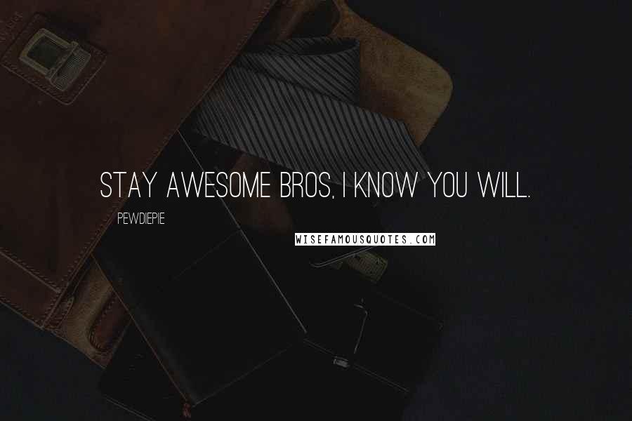 PewDiePie Quotes: Stay awesome bros, I know you will.
