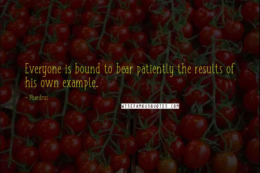 Phaedrus Quotes: Everyone is bound to bear patiently the results of his own example.