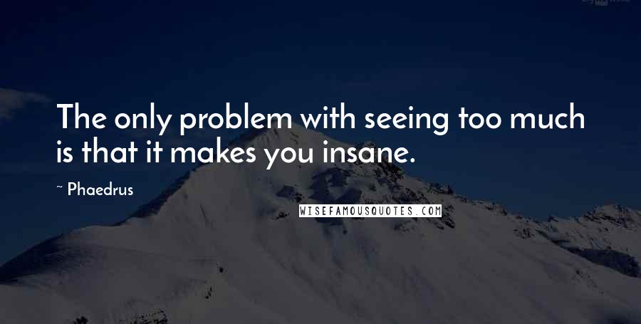 Phaedrus Quotes: The only problem with seeing too much is that it makes you insane.