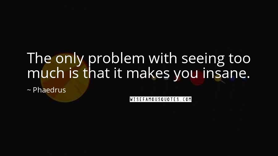 Phaedrus Quotes: The only problem with seeing too much is that it makes you insane.