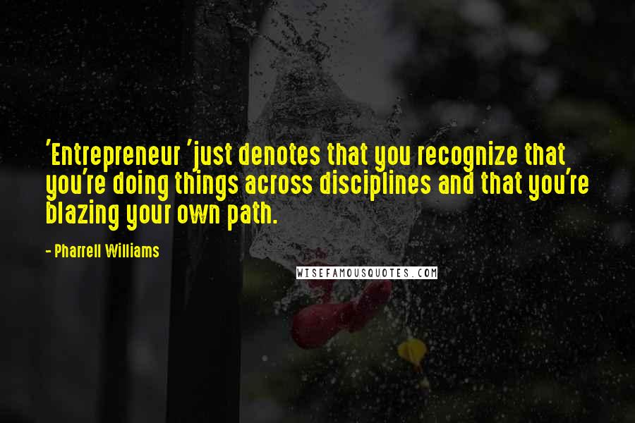 Pharrell Williams Quotes: 'Entrepreneur 'just denotes that you recognize that you're doing things across disciplines and that you're blazing your own path.