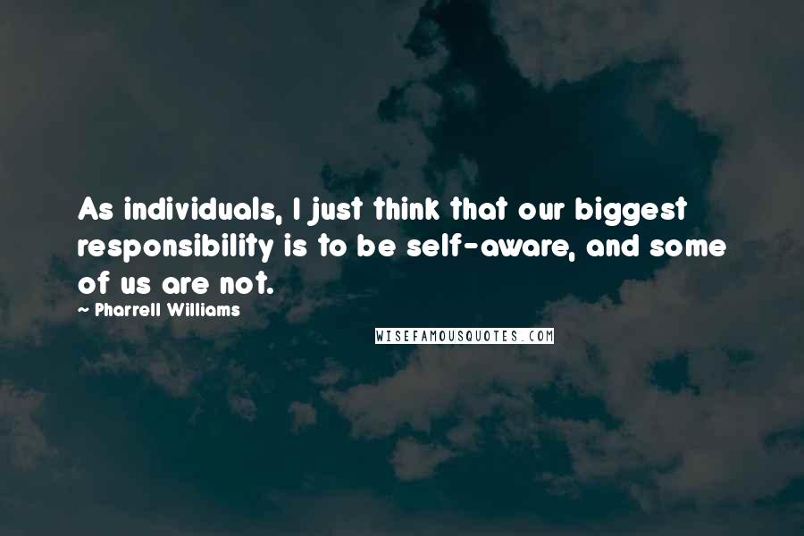 Pharrell Williams Quotes: As individuals, I just think that our biggest responsibility is to be self-aware, and some of us are not.