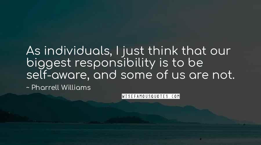 Pharrell Williams Quotes: As individuals, I just think that our biggest responsibility is to be self-aware, and some of us are not.