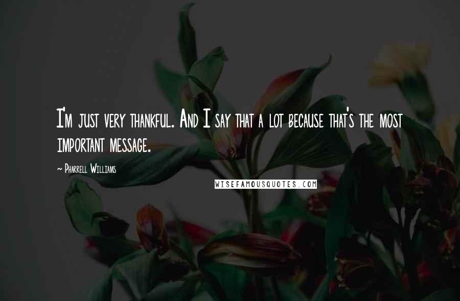 Pharrell Williams Quotes: I'm just very thankful. And I say that a lot because that's the most important message.