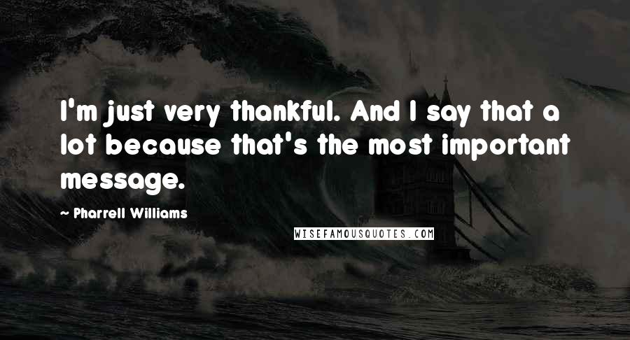 Pharrell Williams Quotes: I'm just very thankful. And I say that a lot because that's the most important message.