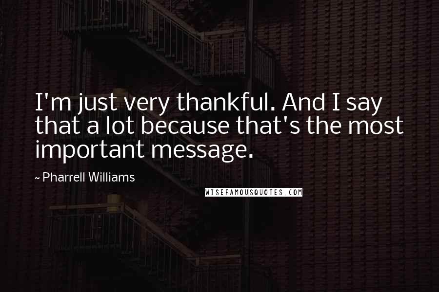 Pharrell Williams Quotes: I'm just very thankful. And I say that a lot because that's the most important message.