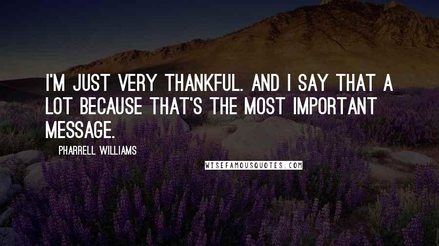 Pharrell Williams Quotes: I'm just very thankful. And I say that a lot because that's the most important message.