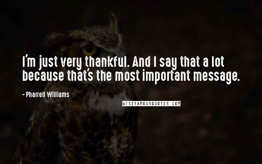 Pharrell Williams Quotes: I'm just very thankful. And I say that a lot because that's the most important message.