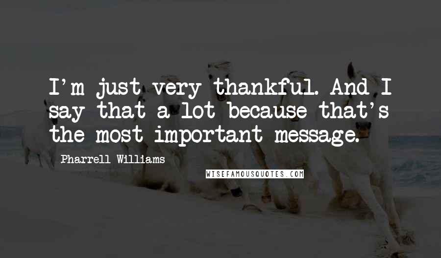 Pharrell Williams Quotes: I'm just very thankful. And I say that a lot because that's the most important message.