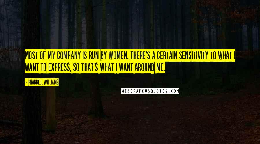 Pharrell Williams Quotes: Most of my company is run by women. There's a certain sensitivity to what I want to express, so that's what I want around me.