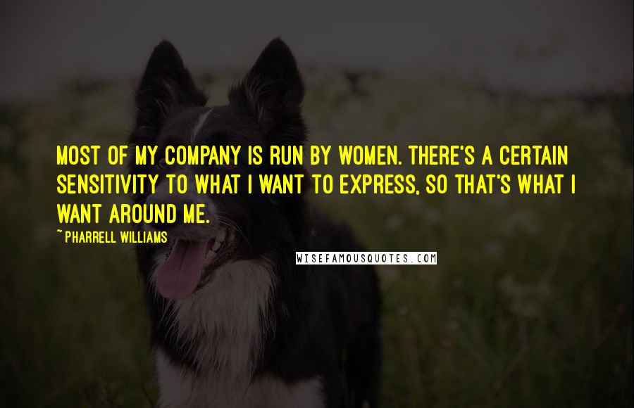 Pharrell Williams Quotes: Most of my company is run by women. There's a certain sensitivity to what I want to express, so that's what I want around me.