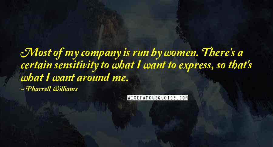Pharrell Williams Quotes: Most of my company is run by women. There's a certain sensitivity to what I want to express, so that's what I want around me.