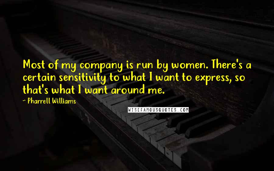 Pharrell Williams Quotes: Most of my company is run by women. There's a certain sensitivity to what I want to express, so that's what I want around me.