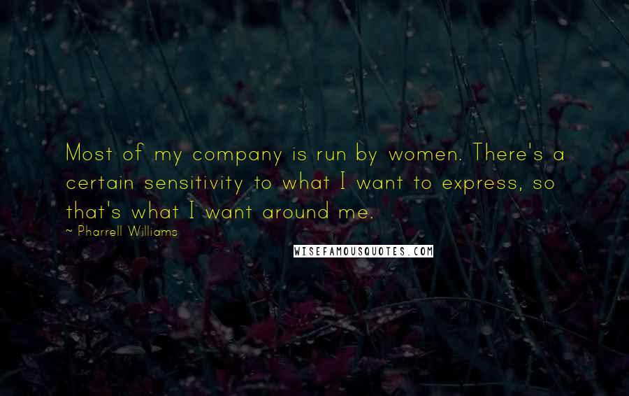 Pharrell Williams Quotes: Most of my company is run by women. There's a certain sensitivity to what I want to express, so that's what I want around me.