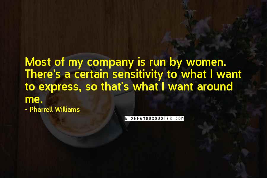 Pharrell Williams Quotes: Most of my company is run by women. There's a certain sensitivity to what I want to express, so that's what I want around me.