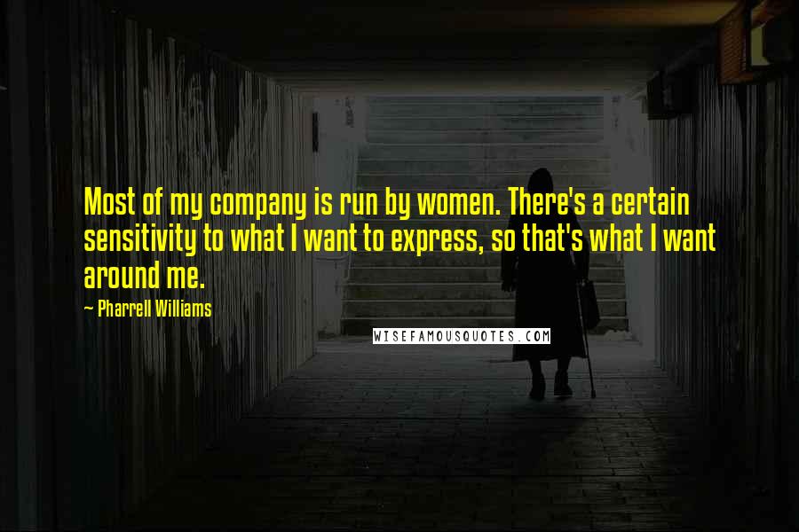 Pharrell Williams Quotes: Most of my company is run by women. There's a certain sensitivity to what I want to express, so that's what I want around me.