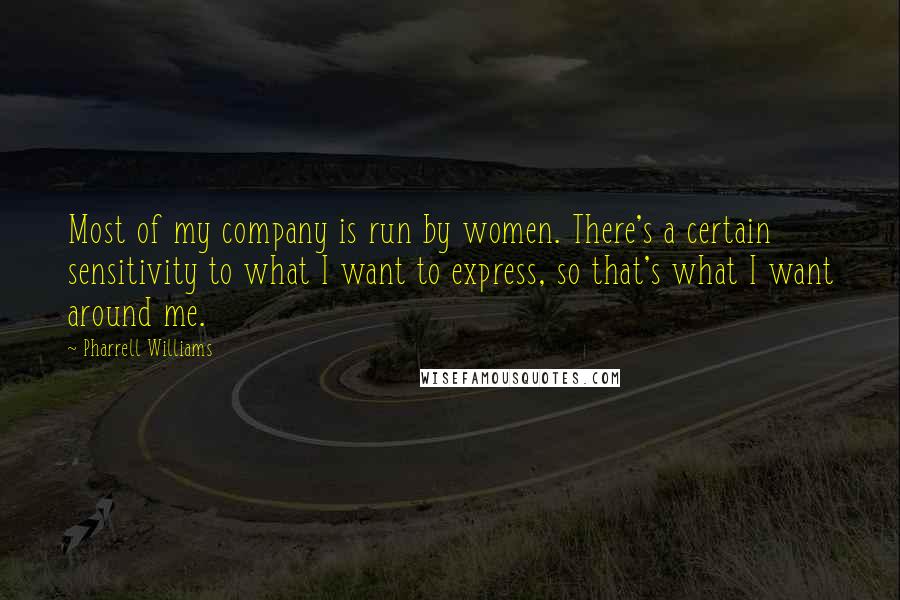 Pharrell Williams Quotes: Most of my company is run by women. There's a certain sensitivity to what I want to express, so that's what I want around me.