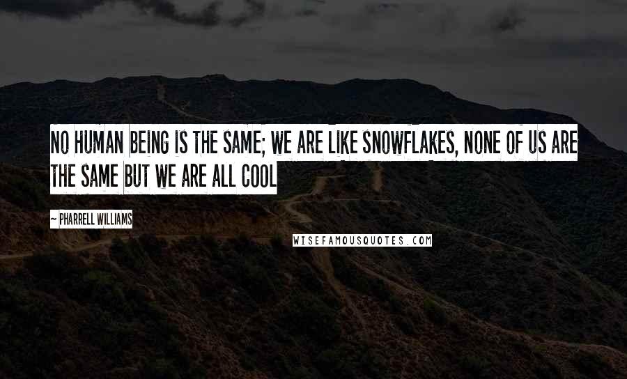 Pharrell Williams Quotes: No human being is the same; we are like snowflakes, none of us are the same but we are all COOL
