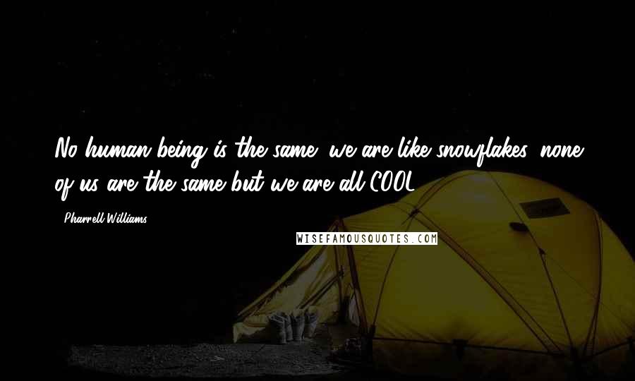 Pharrell Williams Quotes: No human being is the same; we are like snowflakes, none of us are the same but we are all COOL
