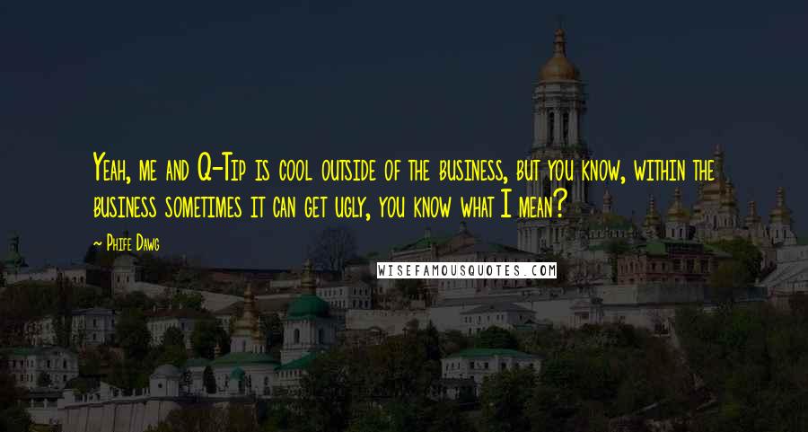 Phife Dawg Quotes: Yeah, me and Q-Tip is cool outside of the business, but you know, within the business sometimes it can get ugly, you know what I mean?