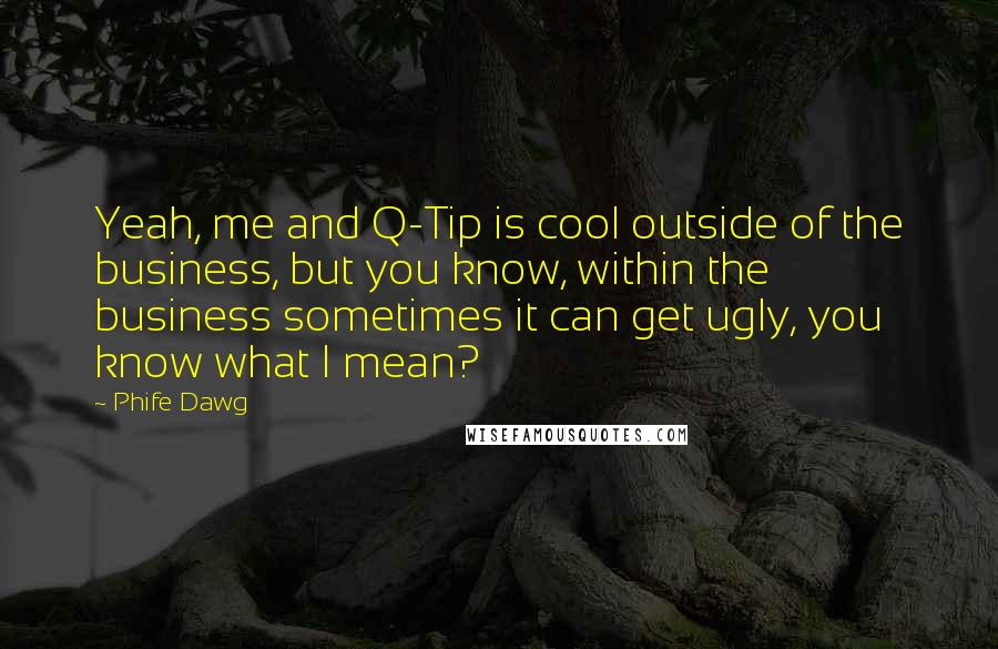 Phife Dawg Quotes: Yeah, me and Q-Tip is cool outside of the business, but you know, within the business sometimes it can get ugly, you know what I mean?