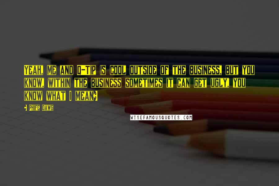 Phife Dawg Quotes: Yeah, me and Q-Tip is cool outside of the business, but you know, within the business sometimes it can get ugly, you know what I mean?