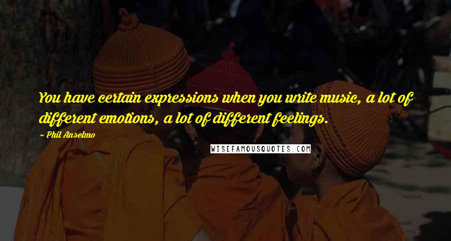Phil Anselmo Quotes: You have certain expressions when you write music, a lot of different emotions, a lot of different feelings.