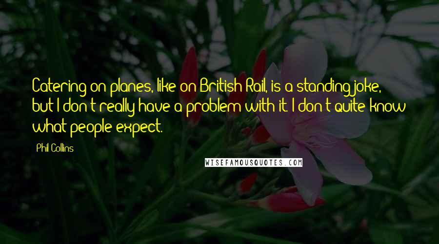 Phil Collins Quotes: Catering on planes, like on British Rail, is a standing joke, but I don't really have a problem with it. I don't quite know what people expect.