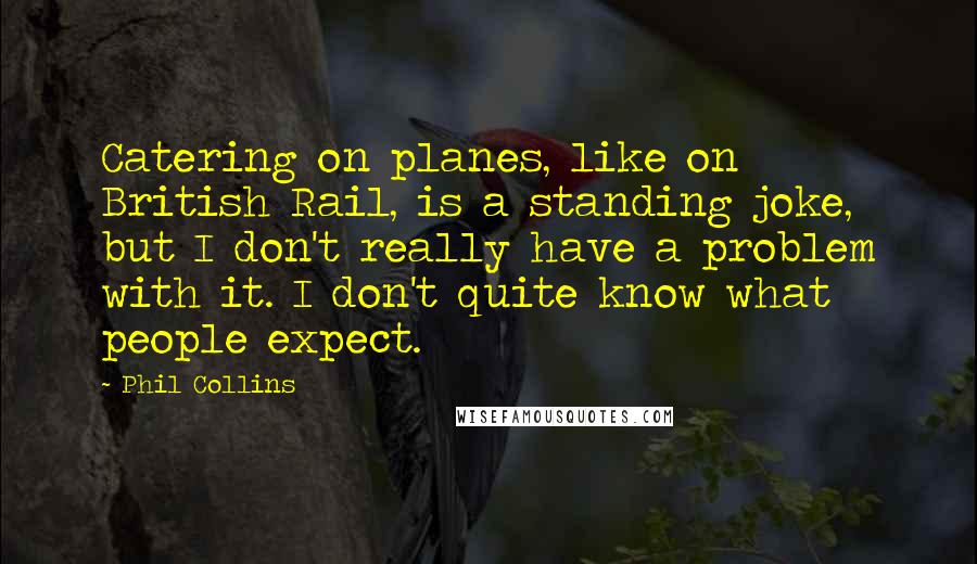 Phil Collins Quotes: Catering on planes, like on British Rail, is a standing joke, but I don't really have a problem with it. I don't quite know what people expect.