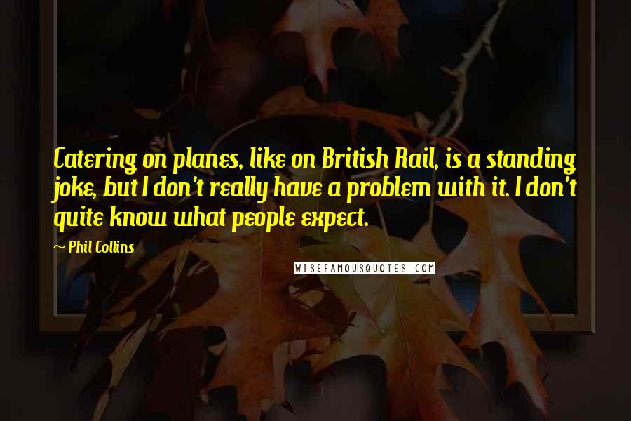 Phil Collins Quotes: Catering on planes, like on British Rail, is a standing joke, but I don't really have a problem with it. I don't quite know what people expect.