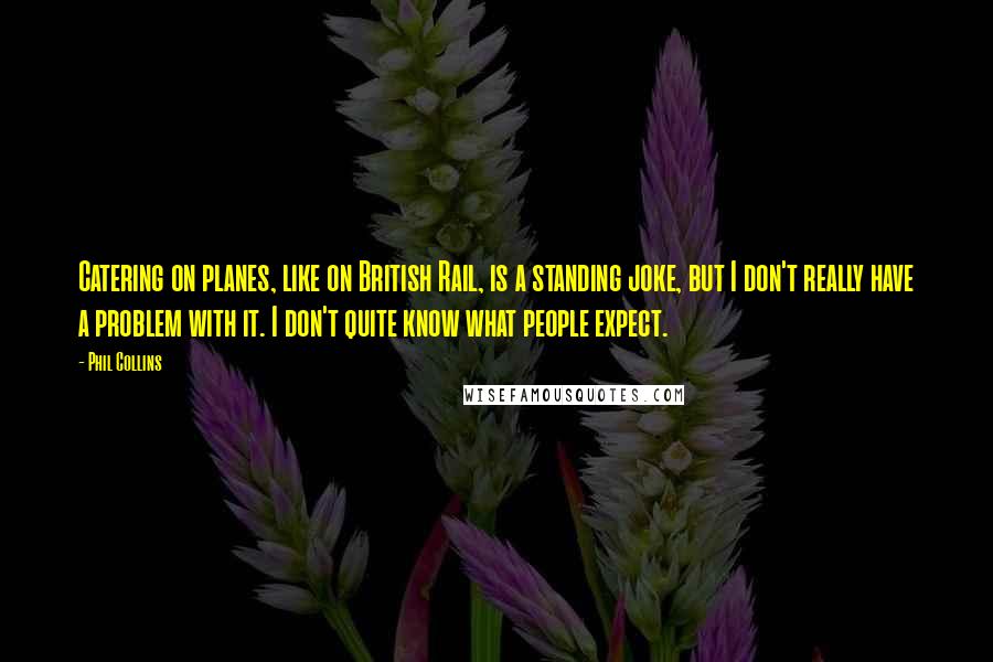 Phil Collins Quotes: Catering on planes, like on British Rail, is a standing joke, but I don't really have a problem with it. I don't quite know what people expect.