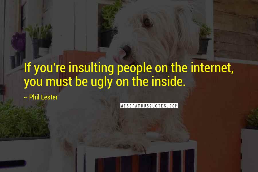 Phil Lester Quotes: If you're insulting people on the internet, you must be ugly on the inside.