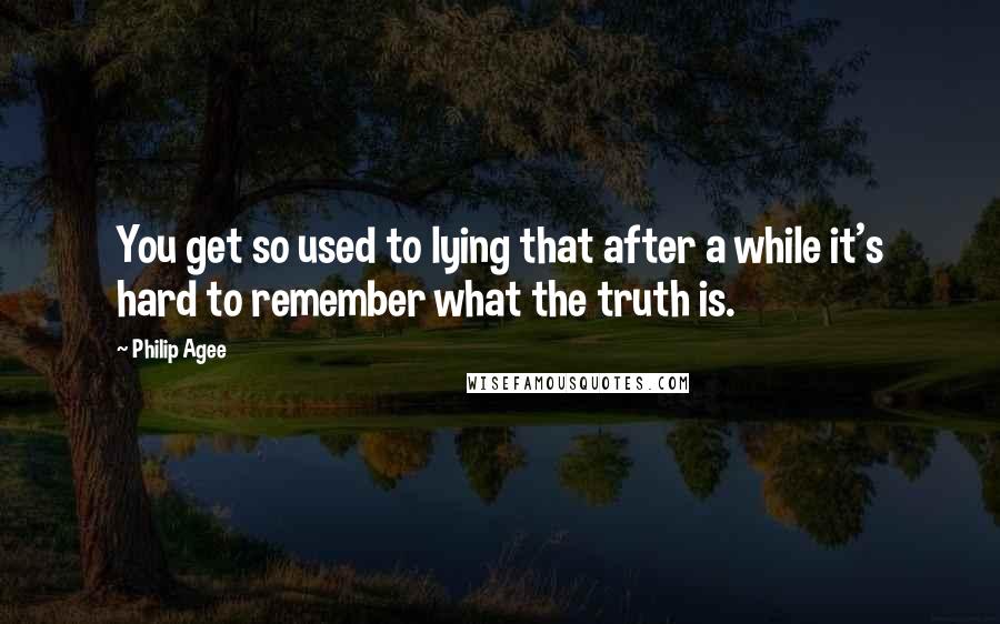 Philip Agee Quotes: You get so used to lying that after a while it's hard to remember what the truth is.