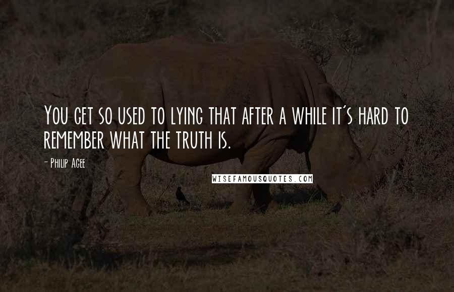 Philip Agee Quotes: You get so used to lying that after a while it's hard to remember what the truth is.
