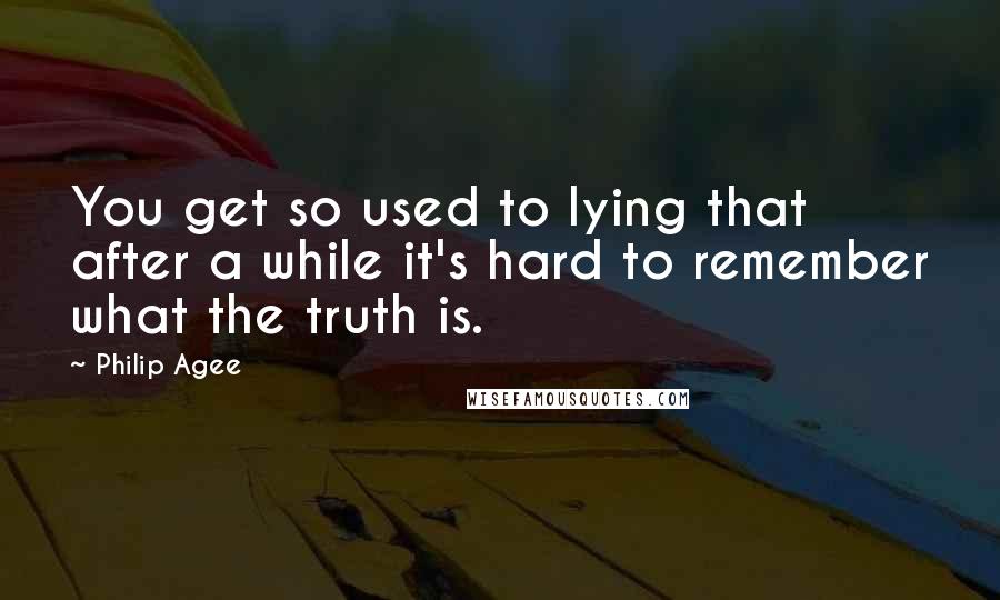 Philip Agee Quotes: You get so used to lying that after a while it's hard to remember what the truth is.