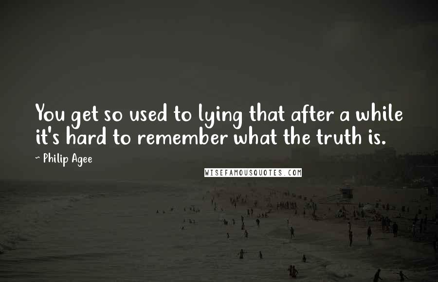 Philip Agee Quotes: You get so used to lying that after a while it's hard to remember what the truth is.