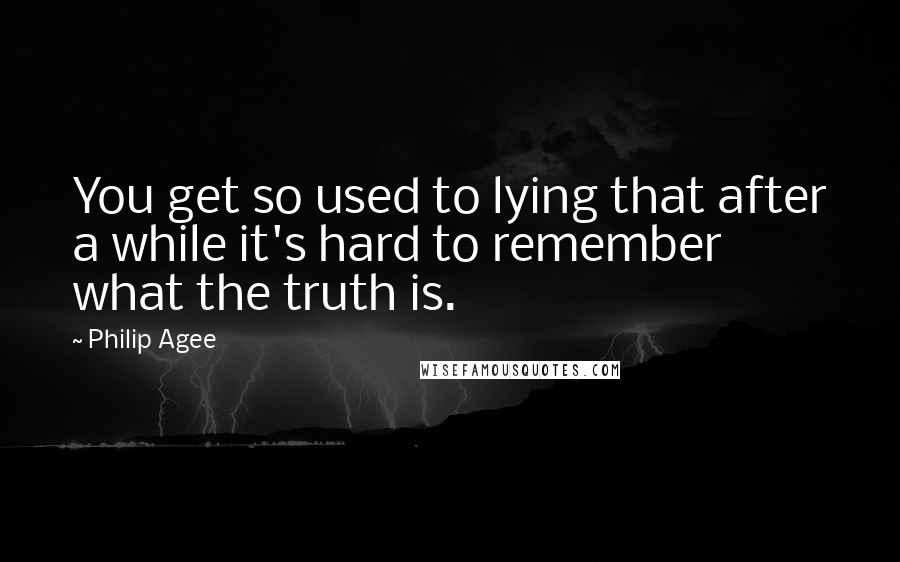 Philip Agee Quotes: You get so used to lying that after a while it's hard to remember what the truth is.