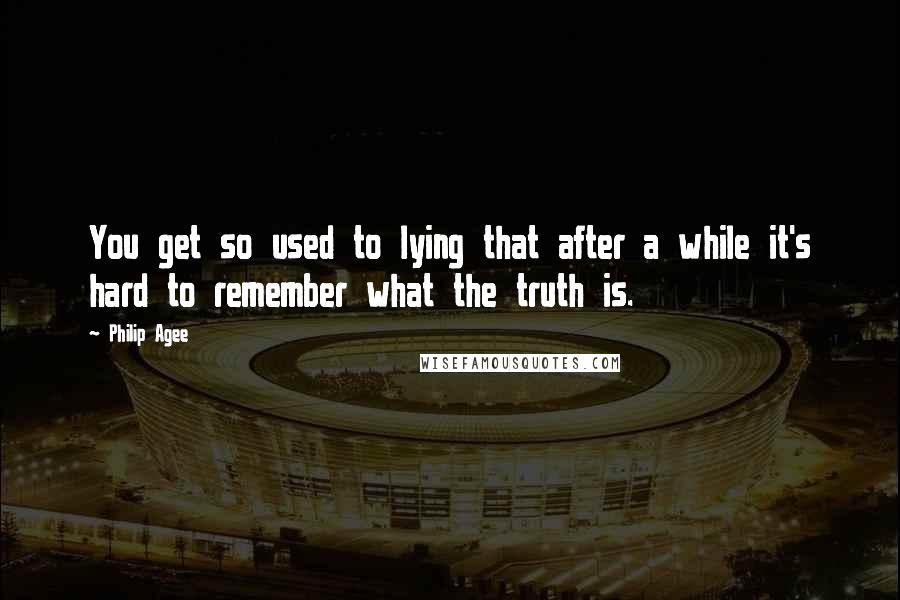 Philip Agee Quotes: You get so used to lying that after a while it's hard to remember what the truth is.