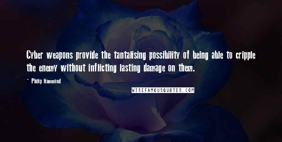 Philip Hammond Quotes: Cyber weapons provide the tantalising possibility of being able to cripple the enemy without inflicting lasting damage on them.